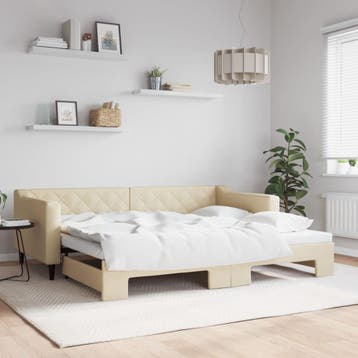 vidaXL Slaapbank met onderschuifbed 90x200 cm stof, Verzenden