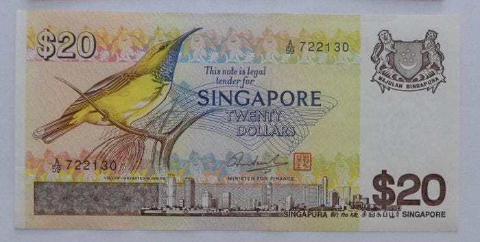 Singapore. - 5 banknotes - Various Dates (Zonder, Postzegels en Munten, Bankbiljetten | Europa | Niet-Eurobiljetten