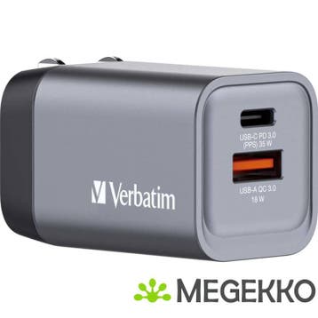 Verbatim 35 W GaN-wandoplader met twee poorten 1 x USB-C PD, Informatique & Logiciels, Chargeurs d'ordinateur portable, Verzenden