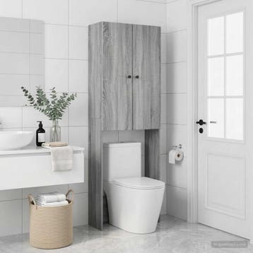 vidaXL Toiletkast BREDA Grijs Sonoma 66 x 25,5 x 190 cm, Huis en Inrichting, Verzenden, Nieuw