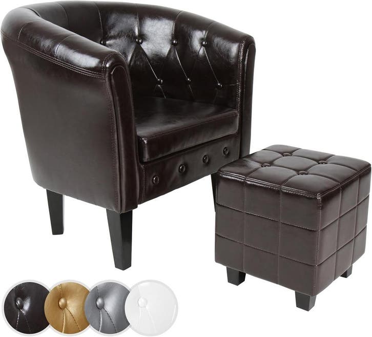 Fauteuil met armleuning - Relaxstoel - Met Hocker - Bruin -, Maison & Meubles, Fauteuils, Envoi