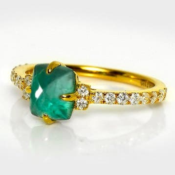 Zonder minimumprijs - Ring - 14 karaat IGI 1,31 ct groen, Nieuw
