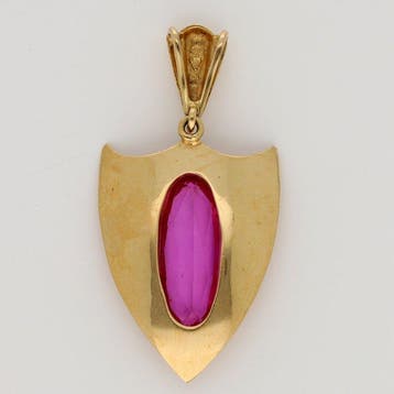 Pendentif - 14 carats Or jaune Rubis