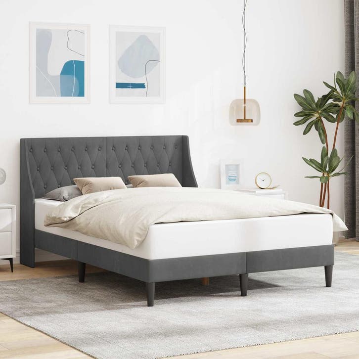vidaXL Bedframe met hoofdeinde Donkergrijs 120 x 200 cm, Maison & Meubles, Chambre à coucher | Lits, Envoi