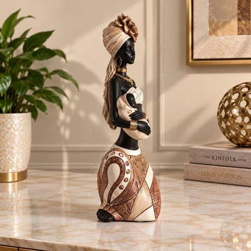 Decoratief ornament - African Mother & Child Sculpture