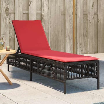 vidaXL Ligstoel met kussen bruin polyrotan, Tuin en Terras, Verzenden, Nieuw