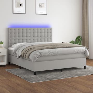 vidaXL Boxspring met matras en LED stof lichtgrijs 180x200, Verzenden, Nieuw