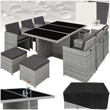 Aluminium rotan zitgroep New York 6+4+1 met beschermhoes, Verzenden, Nieuw