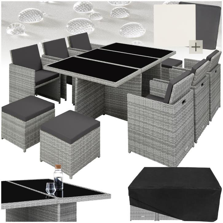 Aluminium rotan zitgroep New York 6+4+1 met beschermhoes, Tuin en Terras, Tuinsets en Loungesets, Verzenden