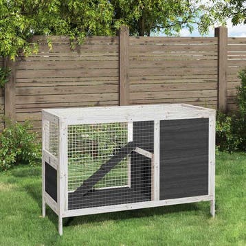 vidaXL Konijnenhok 103x44x69,5 cm massief grenenhout grijs, Dieren en Toebehoren, Verzenden, Nieuw