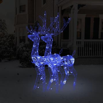 vidaXL Kerstversieringen rendier 2 st 128 cm acryl blauw, Verzenden