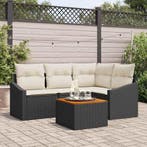 vidaXL Tuinbank Set met kussen 5 pcs Zwart poly rattan, Verzenden, Nieuw