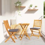 vidaXL Vouwstoel met kussen 2 pcs Bruin Massief acaciahout, Tuin en Terras, Verzenden, Nieuw