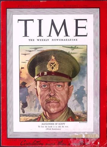 Cover Time Magazine1942 met Generaal Sir Harold Alexander, Verzenden, Foto of Poster