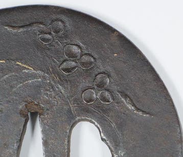 Tsuba (199g) – Grazende Paard en Herfstgrassen met gouden en, Antiek en Kunst