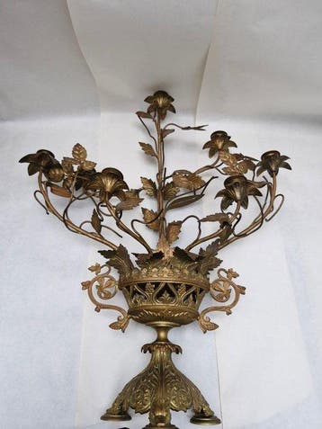 Candélabre ancien en bronze / laiton - Vintage - Laiton -, Antiquités & Art