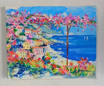 Alfredo Grimaldi (1950) - Estate in Costiera, Antiek en Kunst, Kunst | Schilderijen | Modern