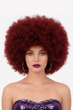 Pruik Afro Donkerrood Disco met Gratis 2x Haarnetje Rode Afr, Kleding | Dames, Ophalen of Verzenden, Nieuw