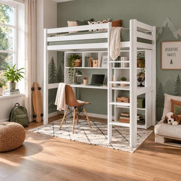 Infanskids Pino Hoogslaper 90x200 Wit - Buitenmaat 208x103x1, Nieuw