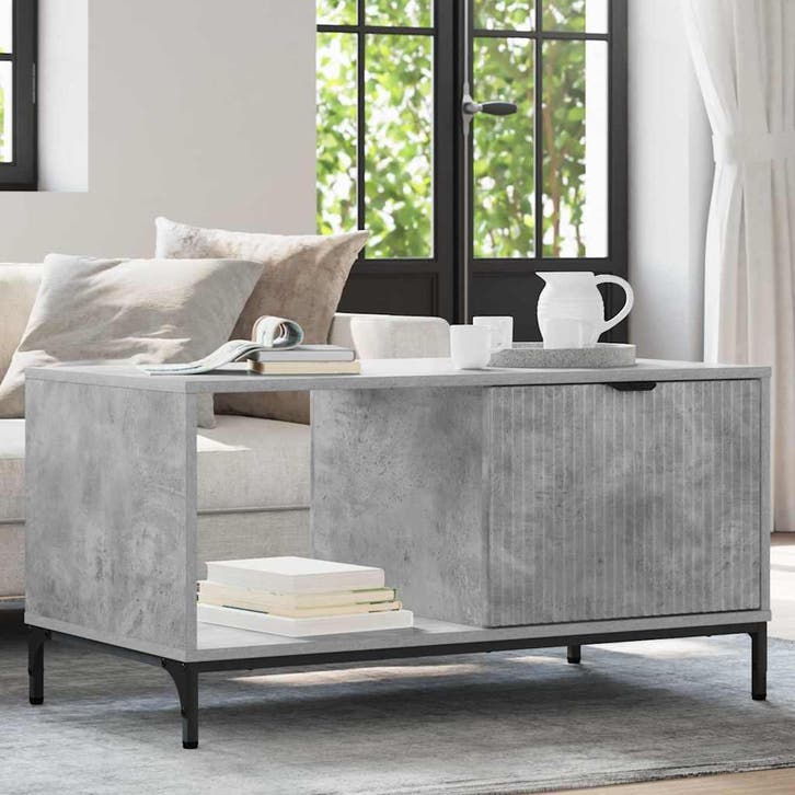 vidaXL Salontafel met lade Beton Grijs 90 x 49 x 46 cm, Huis en Inrichting, Tafels | Salontafels, Nieuw, Verzenden