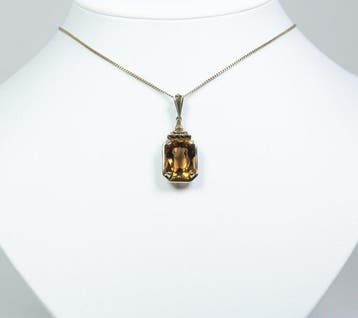 - argent 830 - 10,50 ct citrine naturelle - Collier avec