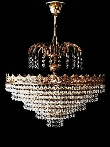 Plafondlamp - Verguld messing - Neoclassieke stijl