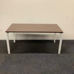 bureau 160x80 cm, hoogte verstelbaar - 4 poot, wit - bruin, Huis en Inrichting, Bureaus, In hoogte verstelbaar, Gebruikt