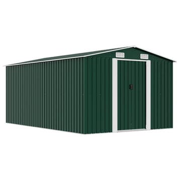 vidaXL Tuinschuur 257x392x181 cm metaal groen, Tuin en Terras, Verzenden, Nieuw