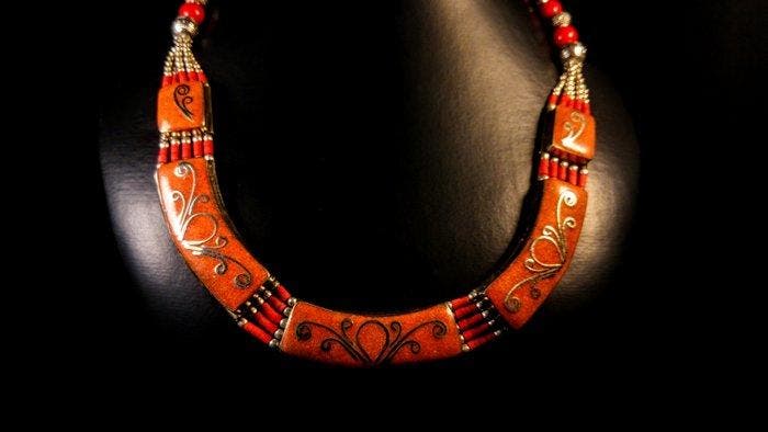 Collier berbère vintage - corail rouge Collier - Hauteur :, Antiek en Kunst, Curiosa en Brocante