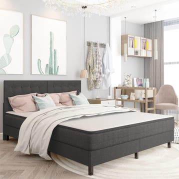 vidaXL Hoofdbord 180x200 cm getuft stof donkergrijs, Verzenden, Nieuw