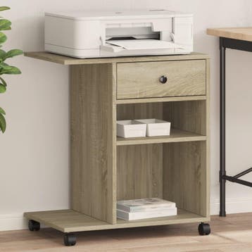 vidaXL Printerkastje met wielen 60x40x68,5 cm sonoma, Verzenden