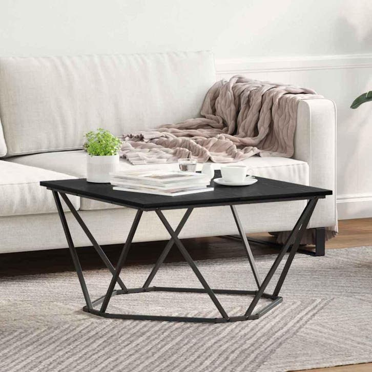 vidaXL Salontafel Zwart Eiken 80 x 80 x 45 cm Engineered, Huis en Inrichting, Tafels | Salontafels, Nieuw, Verzenden