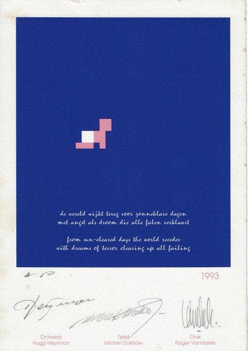 Hugo Heyrman (1942) - 3 New Year Art Cards (1992-1995), Antiek en Kunst, Antiek | Overige Antiek