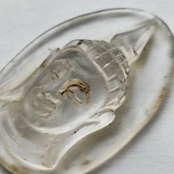 Siamois ancien Crystal Cabochon de perle Tête de Bouddha -