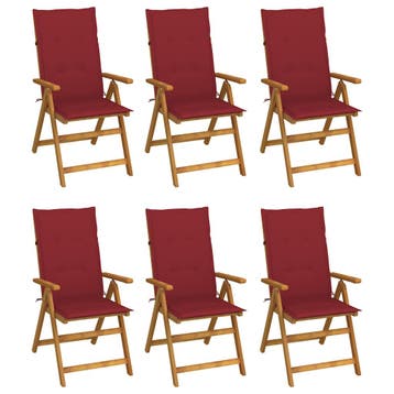 vidaXL Inklapbare stoelen 6 st met kussens massief, Verzenden, Nieuw