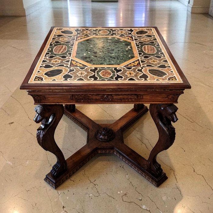 Tafel - Veelkleurig marmer - Piano met marmeren inleg, Antiquités & Art, Antiquités | Autres Antiquités