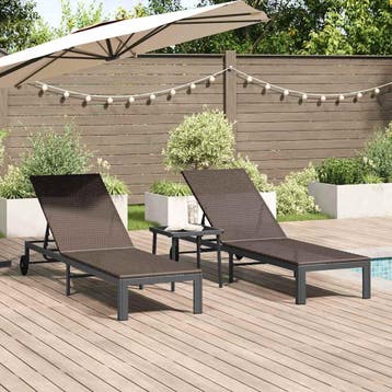 vidaXL Ligstoel 2-persoon 3 pcs Bruin poly rattan, Tuin en Terras, Verzenden, Nieuw
