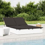 vidaXL Ligbed met kussens 2-persoons poly rattan wit, Verzenden, Nieuw