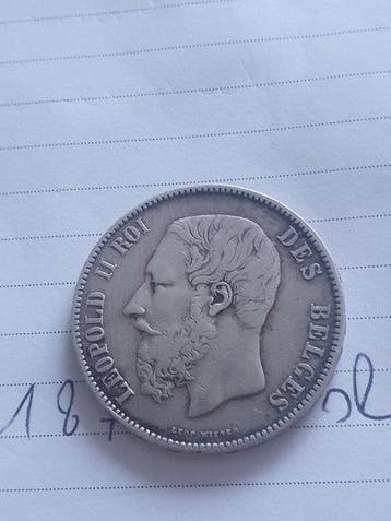 België. Leopold II. 5 Francs 1876 (Zonder minimumprijs)