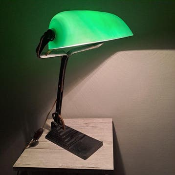 Erpé - Bureaulamp - Zwart gelakt metaal /glas - Art deco, Antiek en Kunst