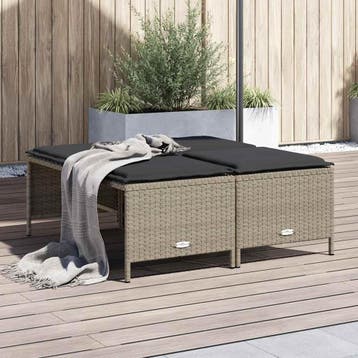 vidaXL Tuinkrukken met kussens 4 st poly rattan lichtgrijs, Verzenden, Nieuw