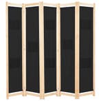vidaXL Kamerscherm met 5 panelen 200x170x4 cm stof zwart, Verzenden