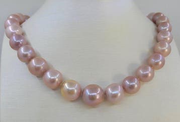 Halsketting - 14 karaat Witgoud - 12×16 mm Edison Pearls