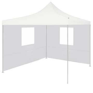 vidaXL Partytent met 2 zijwanden inklapbaar 3x3 m staal wit, Verzenden