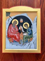 Icoon - Evangelist Johannes - Hout - Handbemalt - 23 x 28 cm, Antiek en Kunst