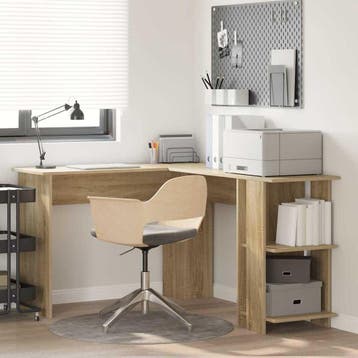vidaXL Hoekbureau Sonoma Eik Bewerkt hout 140 x 113,5 x 75, Verzenden, Nieuw