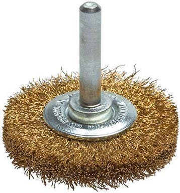 Messing Gegolfde Ronde Borstel Diameter 70 mm/ As 6 mm, Verzenden, Nieuw