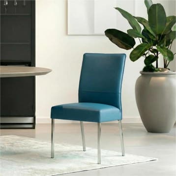Set van 10 Leren eetkamerstoelen Real - Toledo Turquoise, Ophalen of Verzenden