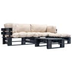 vidaXL 4-delige Loungeset pallet met zandkleurige kussens, Verzenden, Nieuw, Loungeset