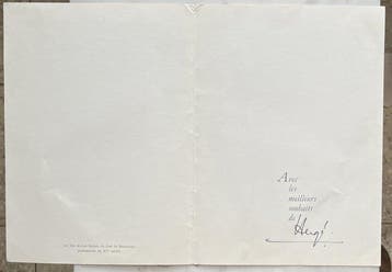 Tintin - Hergé - Carte de vœux signée 1966/67 - 1 kaart, Nieuw